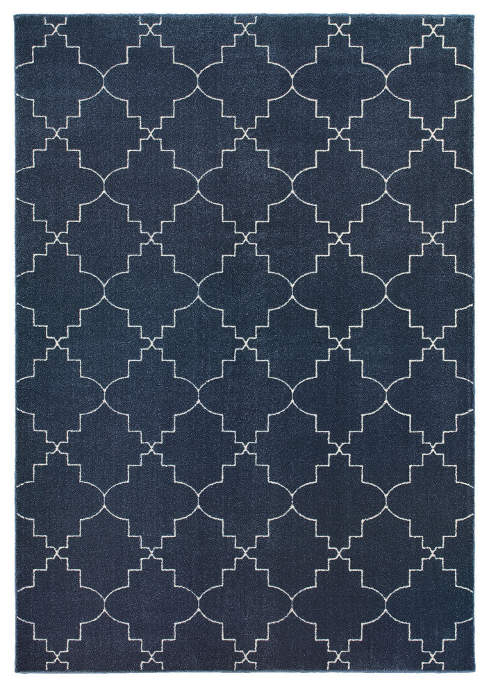 Oriental Weavers Ellerson Navy/Ivory Lattice Indoor Area Rug 6'7"X9'6"