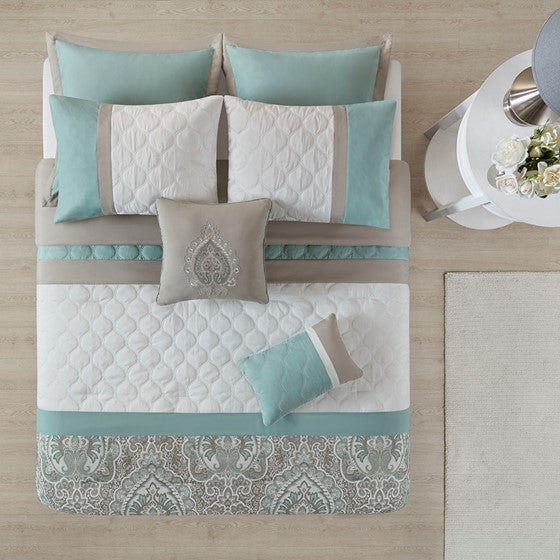 510 Design Shawnee 8 Piece Comforter Set, Seafoam, King