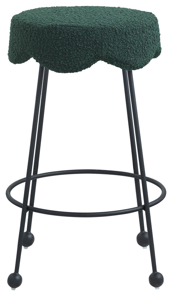 Fleur Boucle Fabric Upholstered Counter Stool, Green