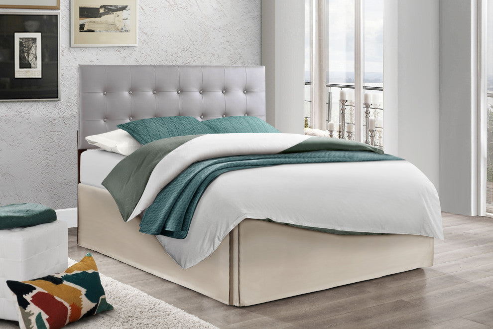 Novo 2 Faux Leather Adjustable Headboard, Light Gray, Queen