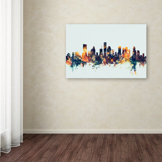 Michael Tompsett 'Houston Texas Skyline Blue' Canvas Art, 12x19