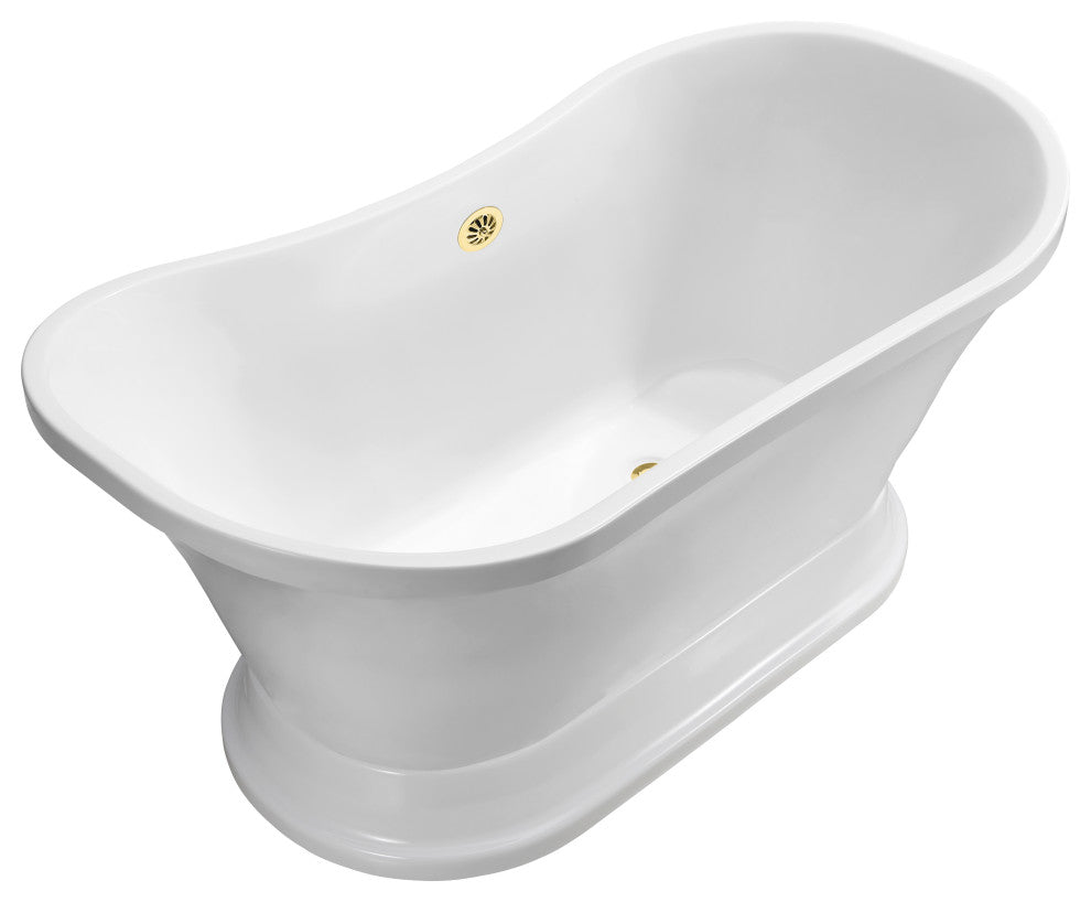 68" Streamline NPT9201GLD Soaking Freestanding Tub With External Drain