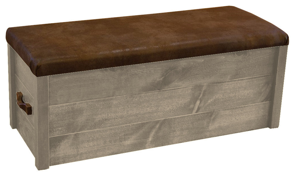Rustic Barn Wood Style Timber Peg Blanket Chest, Frost, Palomino Tobacco