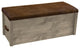 Rustic Barn Wood Style Timber Peg Blanket Chest, Frost, Palomino Tobacco
