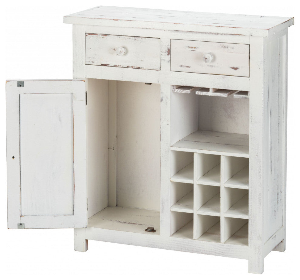 Rustic White Wine Cabinet With Two Drawers