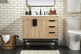 Home Living 22" Modern Mango Wood-Light Bathroom Vanity