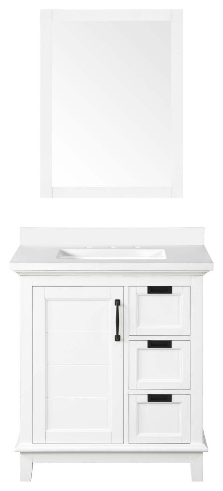 Ove Decors Pembroke 30" Single Sink Bathroom Vanity, White With Black