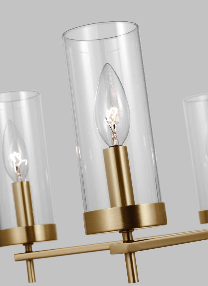 Zire Five Light Chandelier, Satin Brass