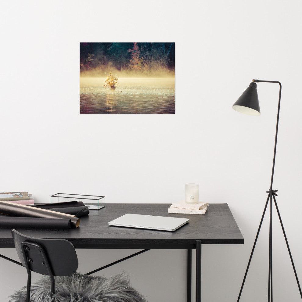 Golden Mist on Waples Pond Landscape Photo Unframed Wall Art Print, 18" X 24"