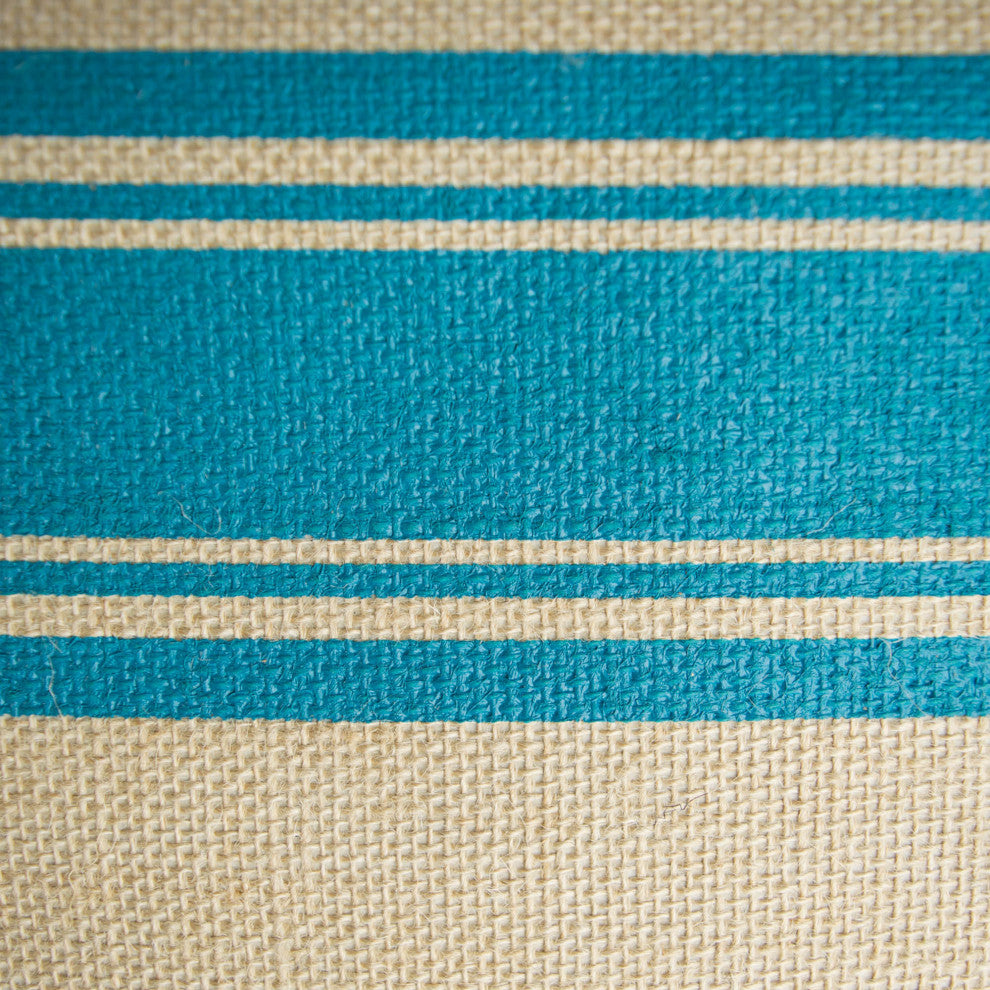 Burlap Bin Border Teal Round Large 15"x16"x16"