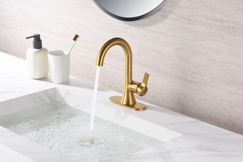 Ultra Faucets UF3800X Single Handle Bathroom Faucet, Brushed Gold