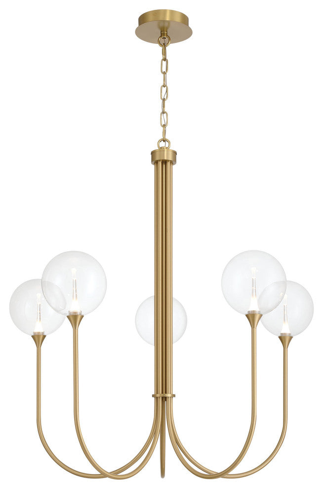 Iissa 5L 34" Gold Clear Chandelier