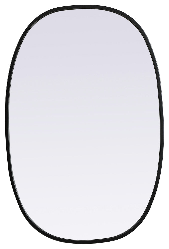 Metal Frame Oval Mirror 20X30 Inch, Black