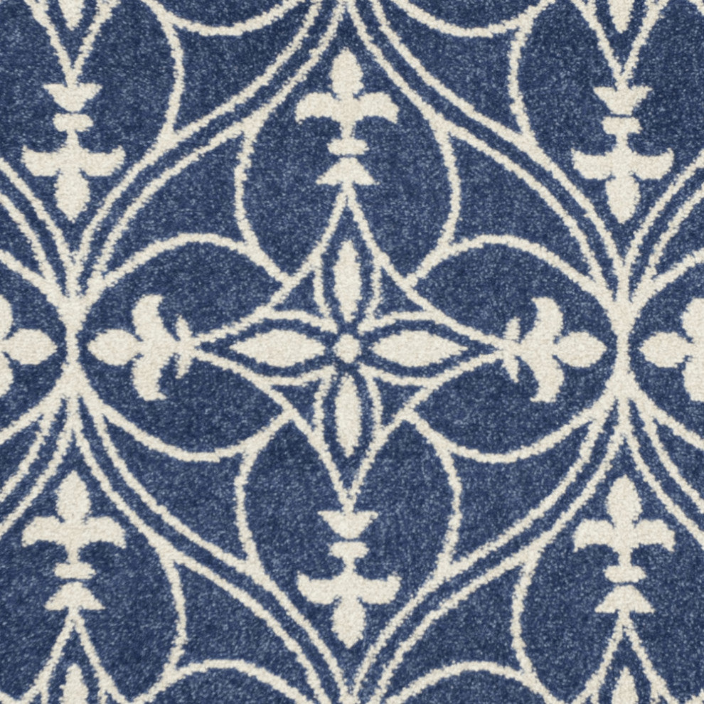 2' X 3' Blue and Ivory Area Rug