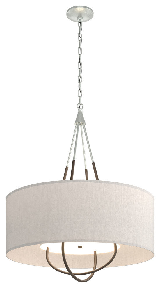 Loop Pendant, Vintage Platinum Finish, Bronze Accents, Flax Shade