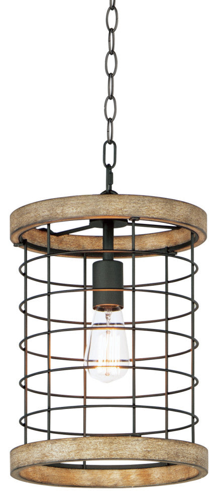 Maxim 12519 Homestead 10"W Cage Mini Pendant - Driftwood / Black