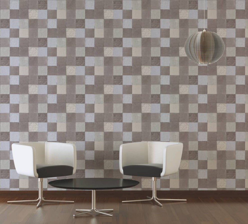 Tile Textured Wallpaper Featuring Floral And Plain Pattern, 374063