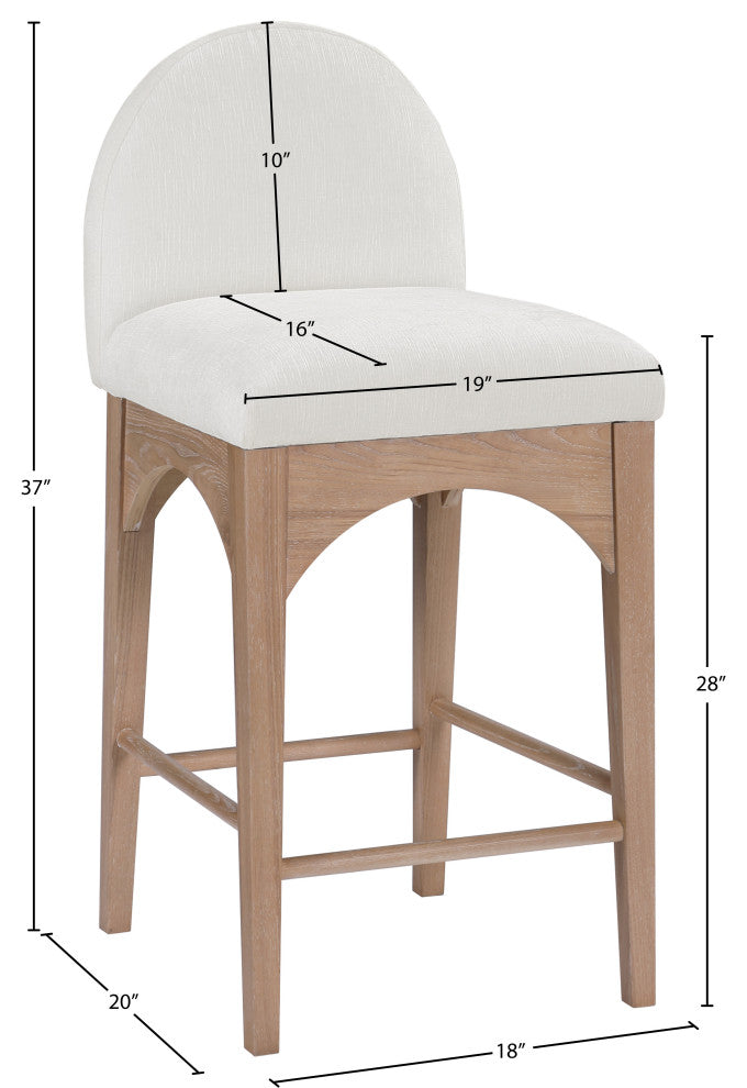 Waldorf Chenille Upholstered Stool, Black, Chenille, Natural Finish, Cream, Chenille Fabric, Natural Finish