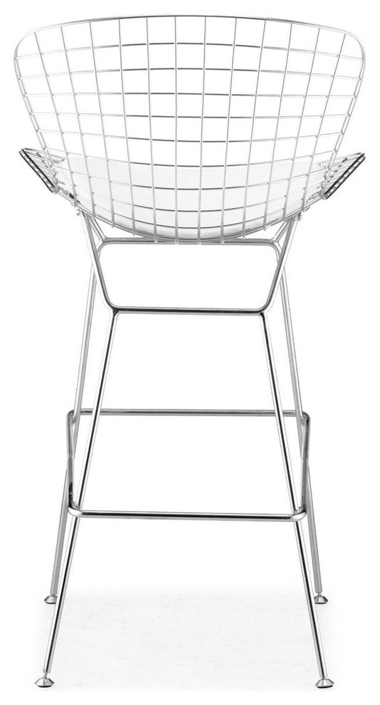 Occ, Chromed Steel Wire Frame Barstool With Leatherette Pu Pad, Set of 2