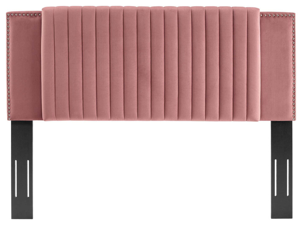 Felicity Channel Tufted Performance Velvet Twin Headboard, Dusty Rose
