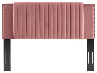 Felicity Channel Tufted Performance Velvet Twin Headboard, Dusty Rose
