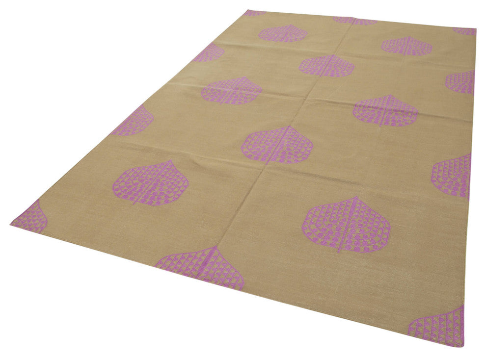 Rug N Carpet - Handmade Wool 5' 10'' x 8' 10'' Modern Design Dhurrie Kilim Rug
