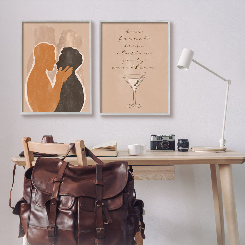 Kiss French Party Caribbean Male Couple Embrace,24 x 30