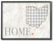 Ohio Gray Gingham & Floral Heart & Home Framed Giclee Art, 11"x14"
