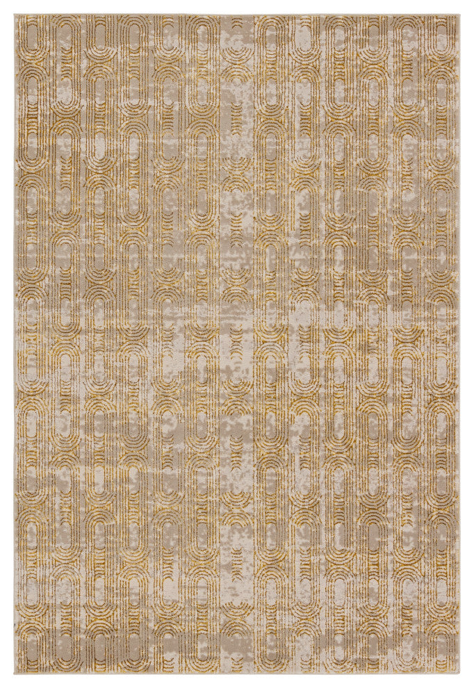 Gimeas Geometric Gold/ Taupe Runner Rug 2'2"X8'