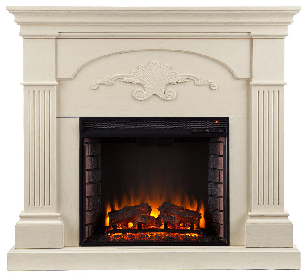 Italia Electric Fireplace, Ivory