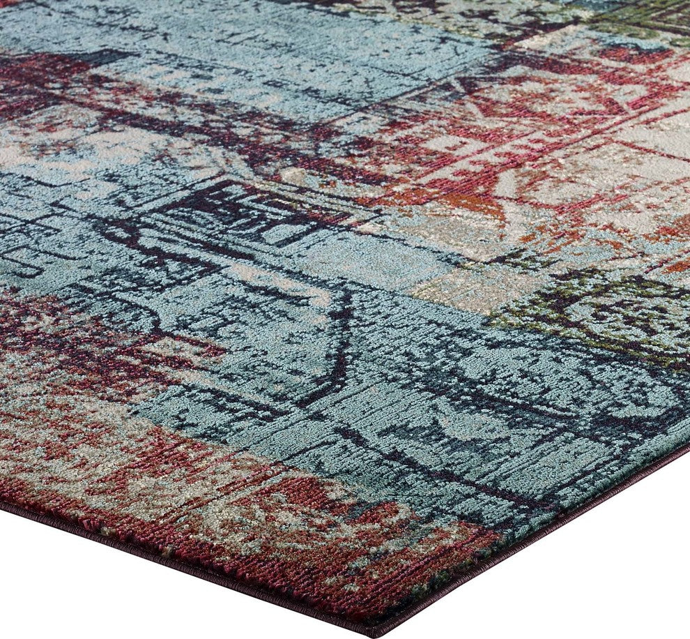 Modern Urban Living Area Rug Runner, Multi-Color