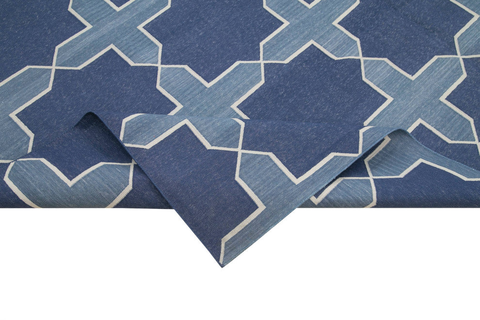 Rug N Carpet - Handmade Wool 8' 2'' x 9' 10'' Flatweave Dhurrie Kilim Rug