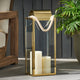 Brianna Outdoor 22" Modern Stainless Steel Lantern, Gold