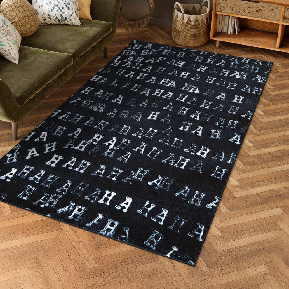 Haha II Hand Washable Power-loomed Art Area Rug, 5'x7.5'