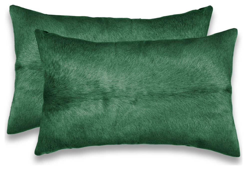 HomeRoots 12" x 20" x 5" Verde, Cowhide Pillow 2-Pack