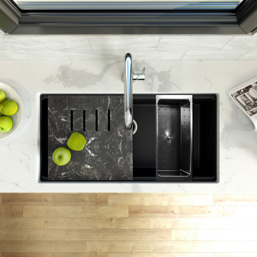 Nantucket Sinks Undermount Workstation Granite Composite, Nano Black