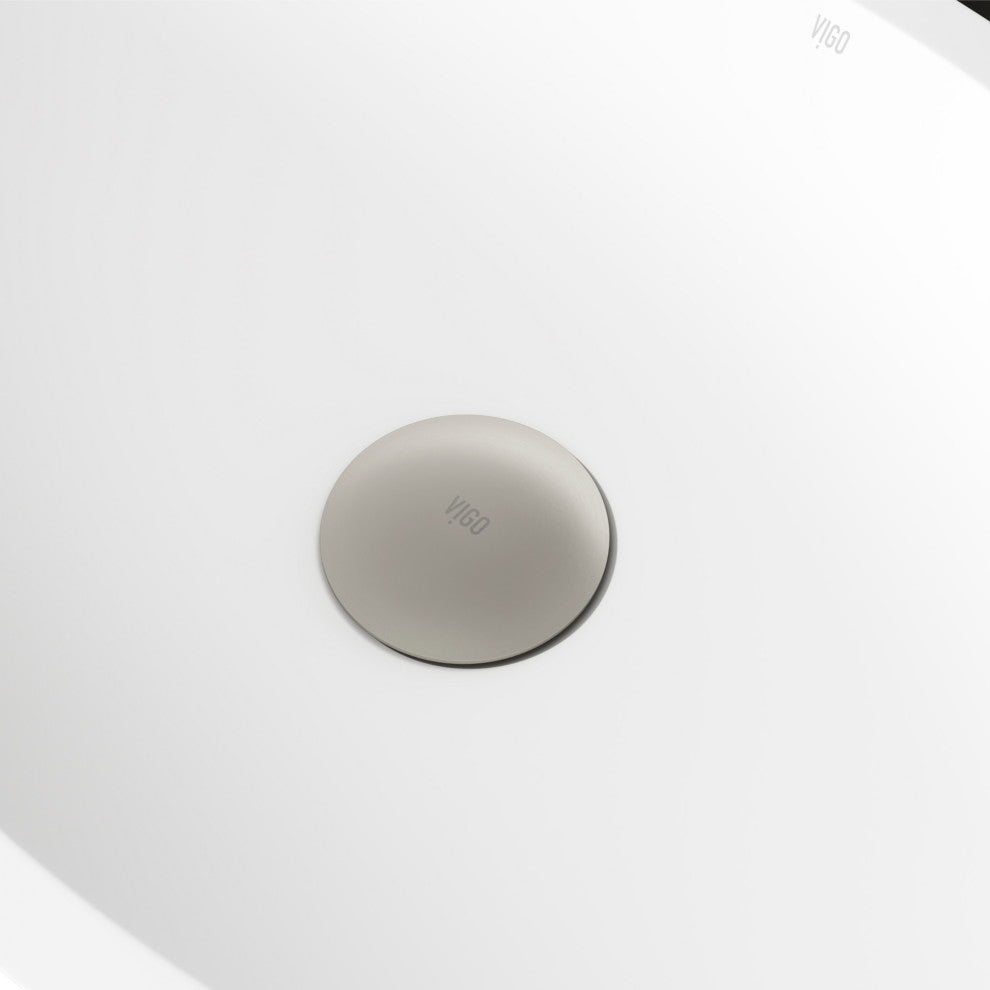 VIGO 1.75" W Bathroom Sink Pop-Up Drain, Brushed Nickel, Without Overflow, Vessel, With Mounting Ring