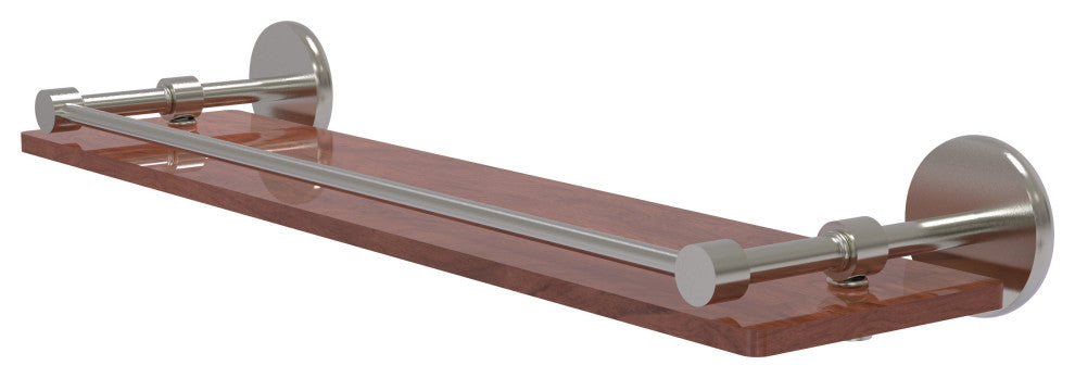 Prestige Skyline 22" Solid Wood Shelf with Gallery Rail, Satin Nickel