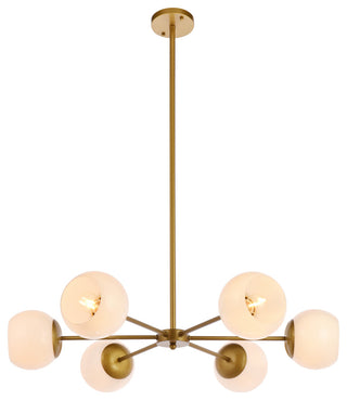 Brooke 30" Pendant, Brass With White Shade