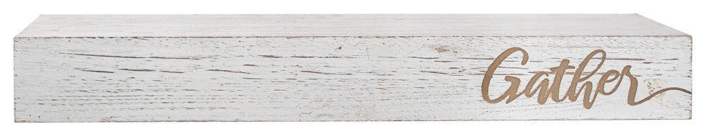 Floating Wall Shelf with "Gather" Text Engraving
