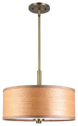 Drum Veneer Pendant, Brass, Brulee, Medium