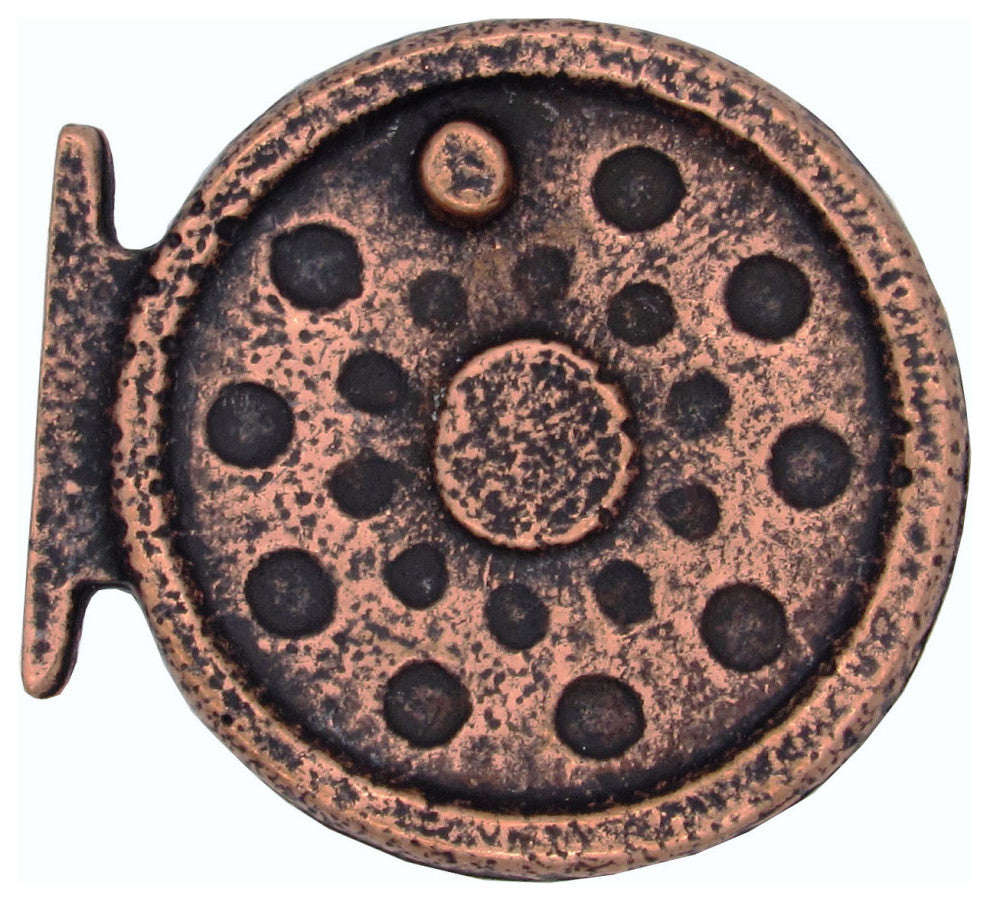 Fly Fishing Reel Cabinet Knob, Antique Copper