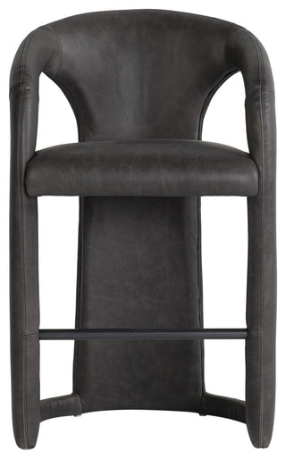 Kosas Home Archie 26" Distressed Leather Counter Stool, Charcoal