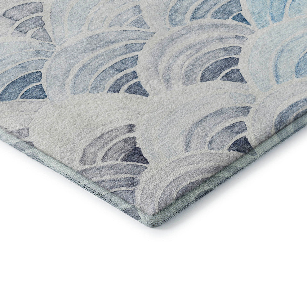 Addison Premium Washable Mayfield AMF184 Blue 8' x 8' Round Rug