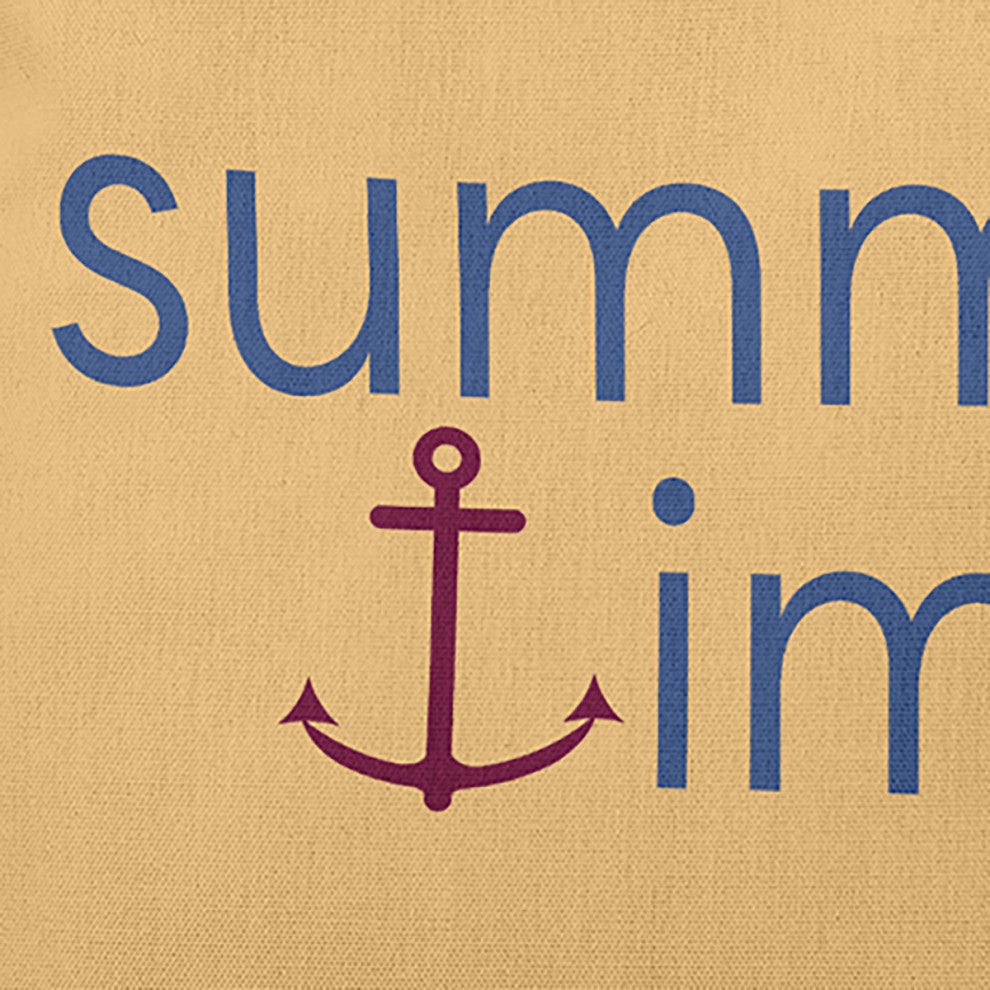 Summer Time Anchored Polyester Indoor Pillow, Nautical Navy, 18"x18"