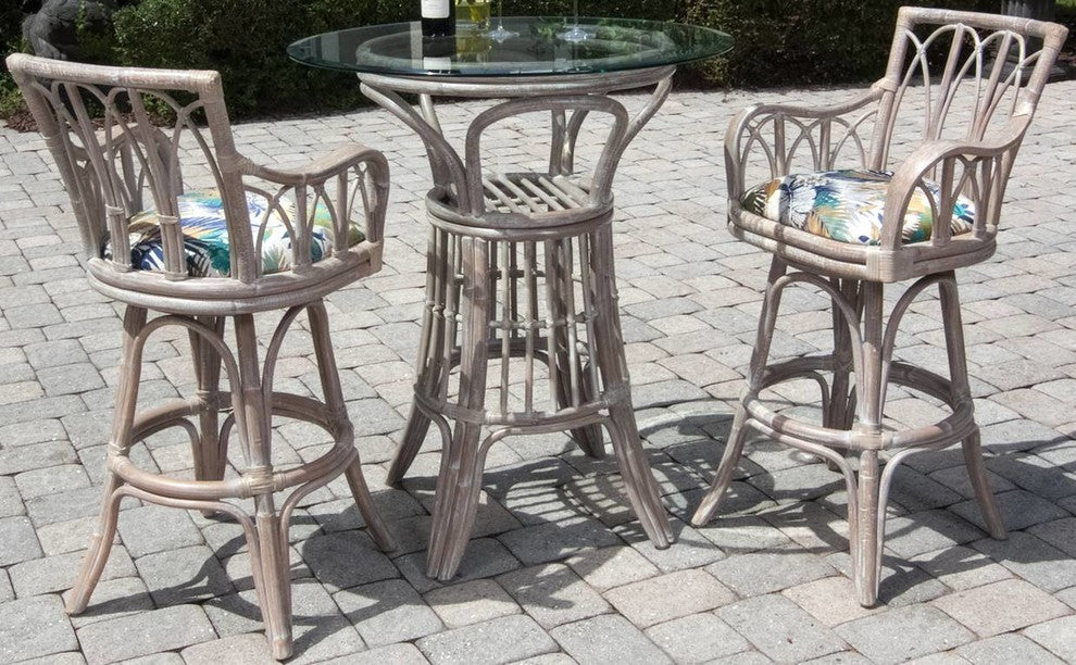 Cuba 24" Swivel Barstool With Arm In Rustic Driftwood, Conch Destin