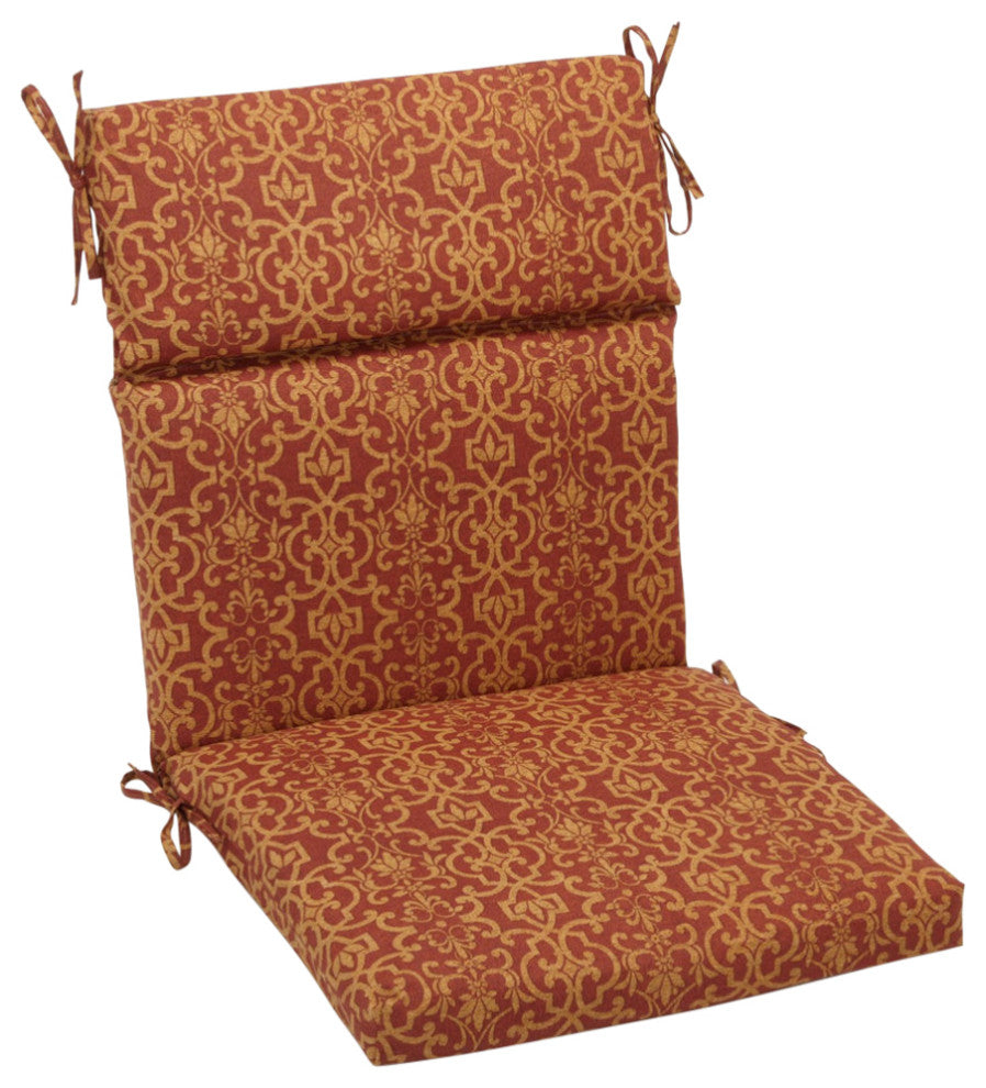 22"x45" Spun Polyester Squared Seat/Back Chair Cushion, Vanya Paprika