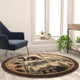 Vale Collection Rustic Wildlife Themed Area Rug, Beige, 6' X 6'