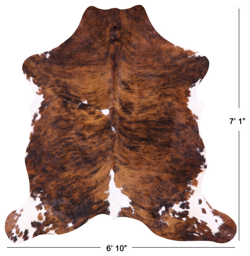 7' 1" X 6' 10" Brindle Natural Cowhide Rug C2246