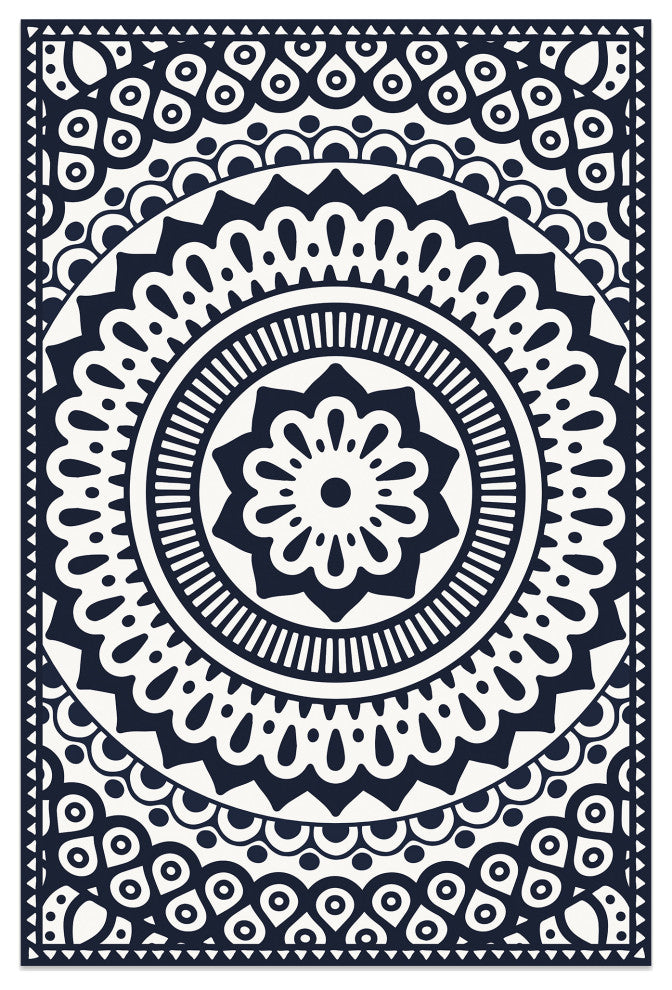Geometric Mandala Vinyl Floor Mat, 2' x 3'